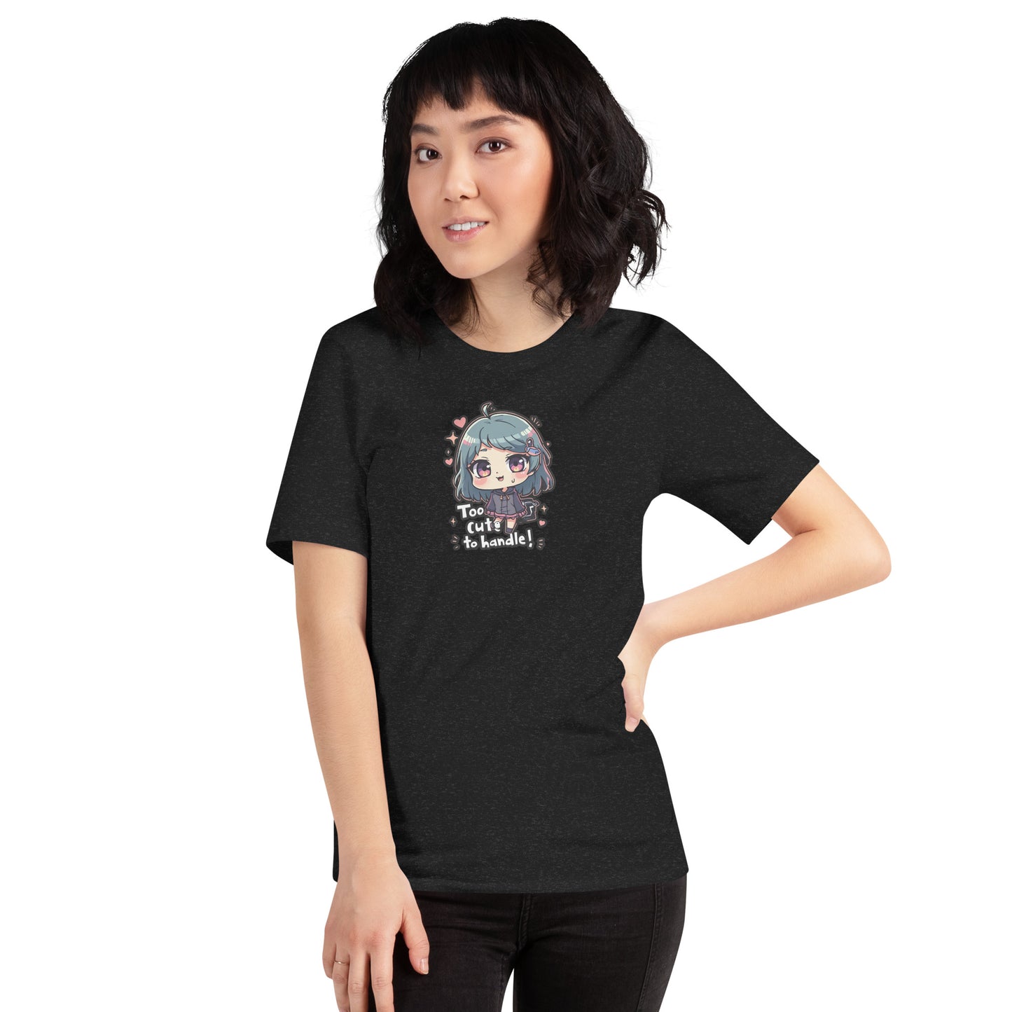 Too Cute Otaku Graphic T-Shirt Black Heather Adults