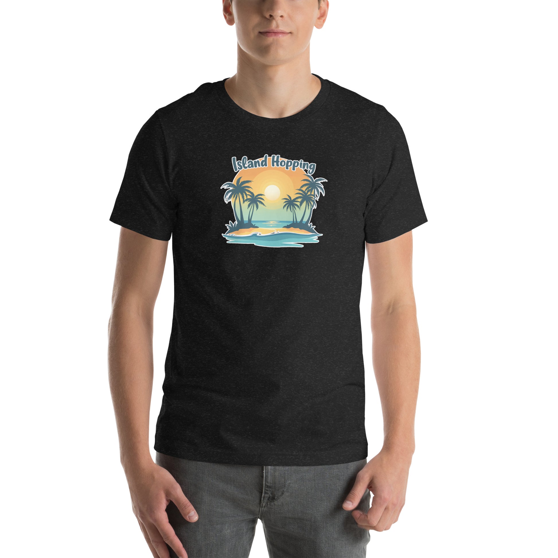 Island Vibes Retro Graphic T-Shirt Black Heather Adults