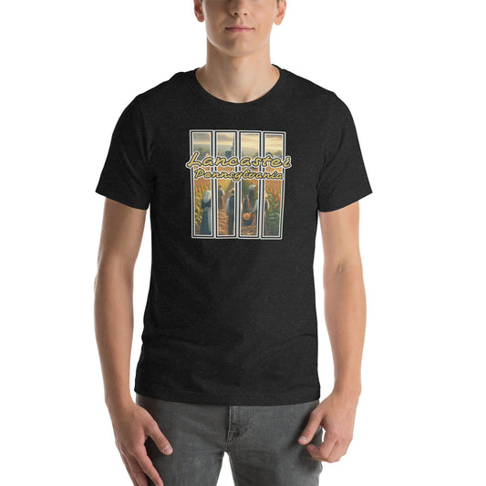 Amish Cornfield Sunset Graphic T-Shirt Black Heather