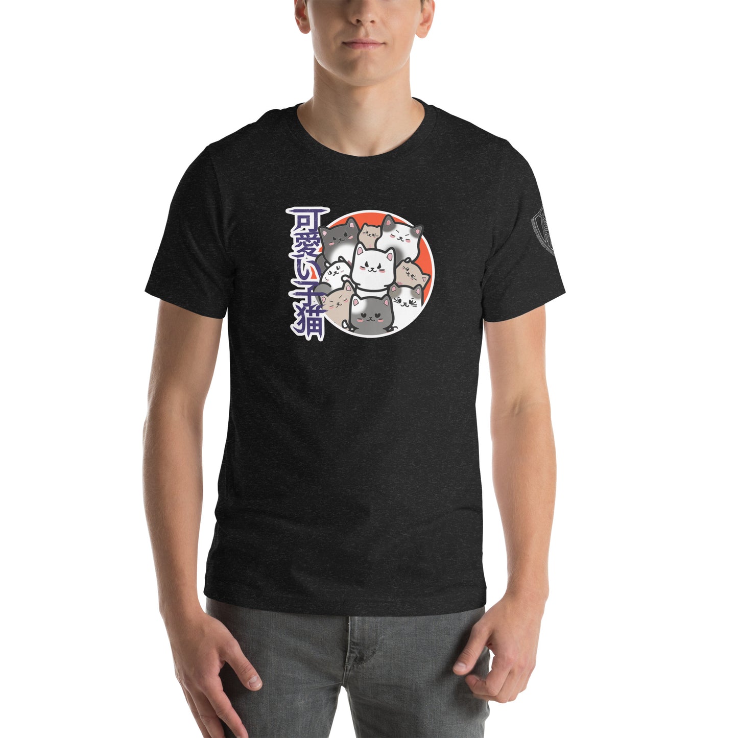 Kawaii Cat Cluster Retro Japanese Graphic Tee Black Heather