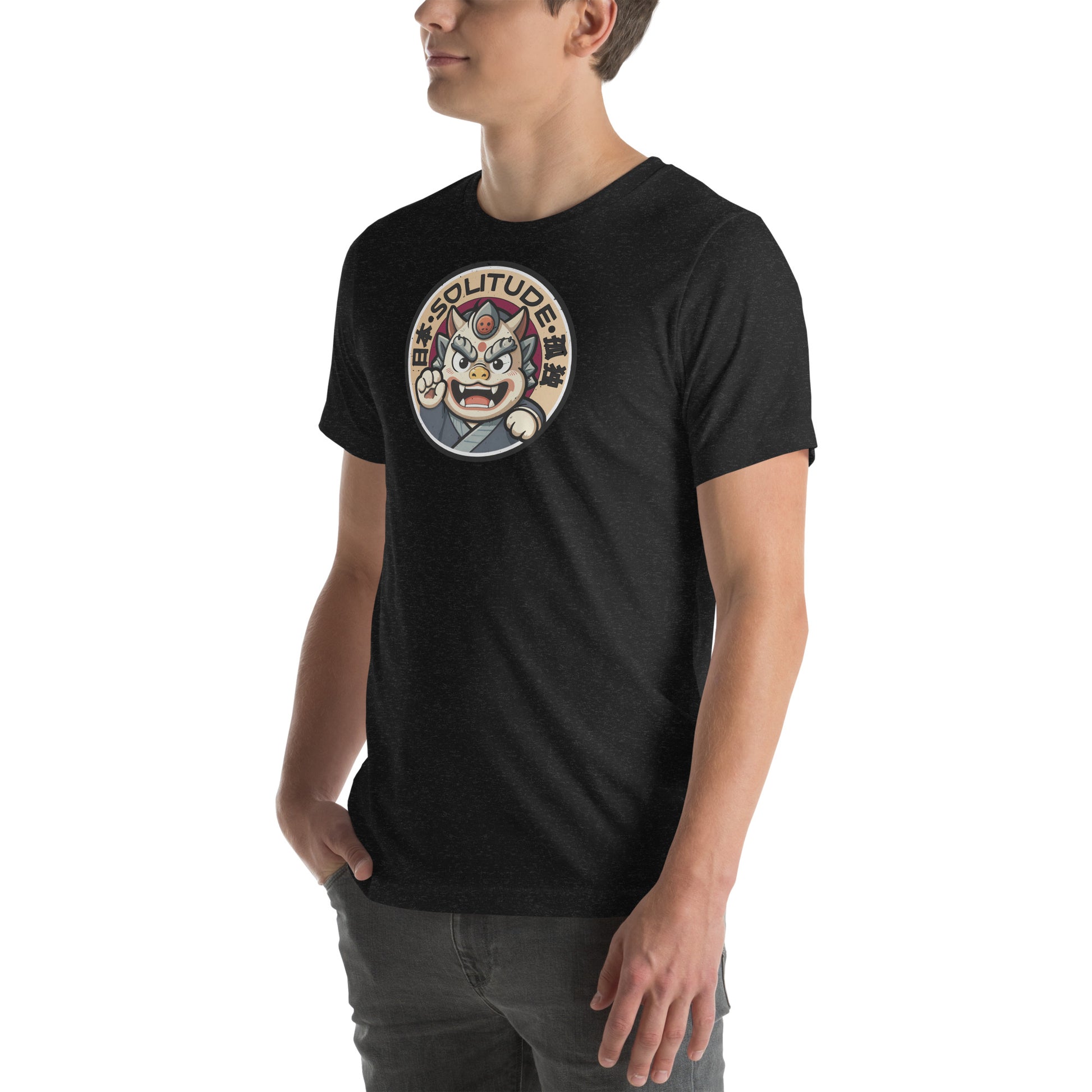 Solitude Retro Distressed Japanese Oni Graphic T-Shirt