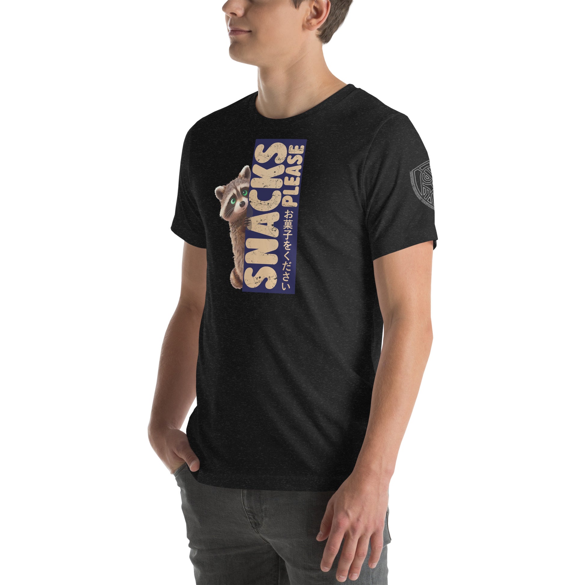 Snacks Please Raccoon Japanese Graphic T-Shirt