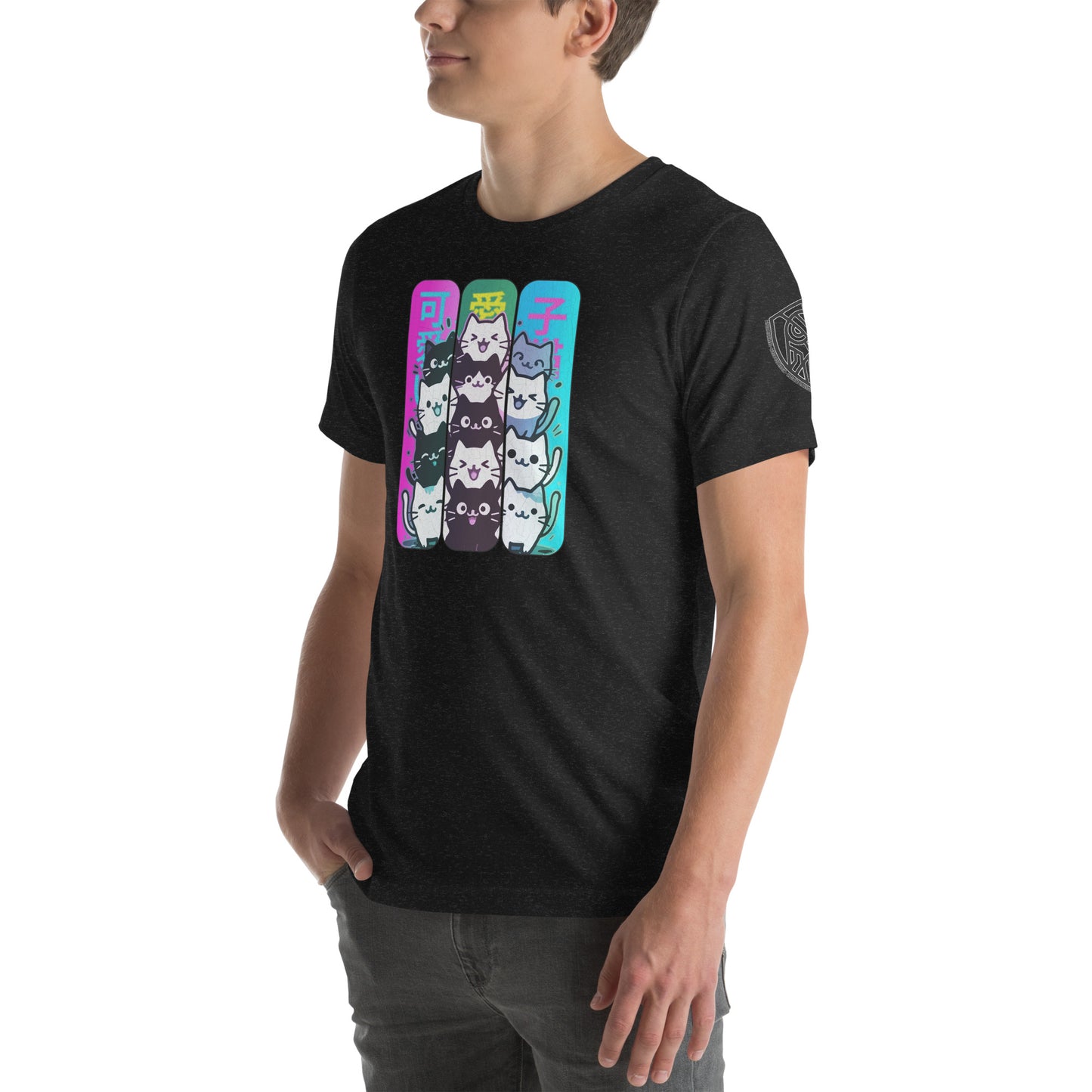 Kawaii Cat Stack Retro Japanese Graphic T-Shirt