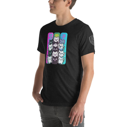 Kawaii Cat Stack Retro Japanese Graphic T-Shirt