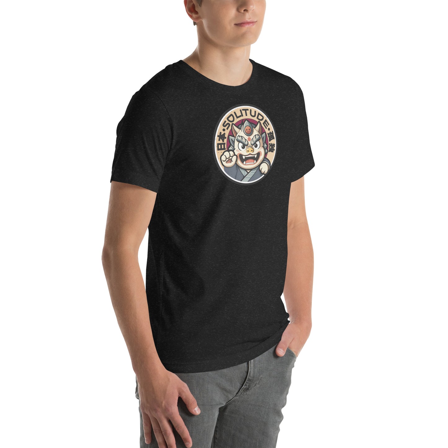 Solitude Retro Distressed Japanese Oni Graphic T-Shirt