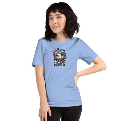 Too Cute Otaku Graphic T-Shirt Heather Carolina Blue Adults