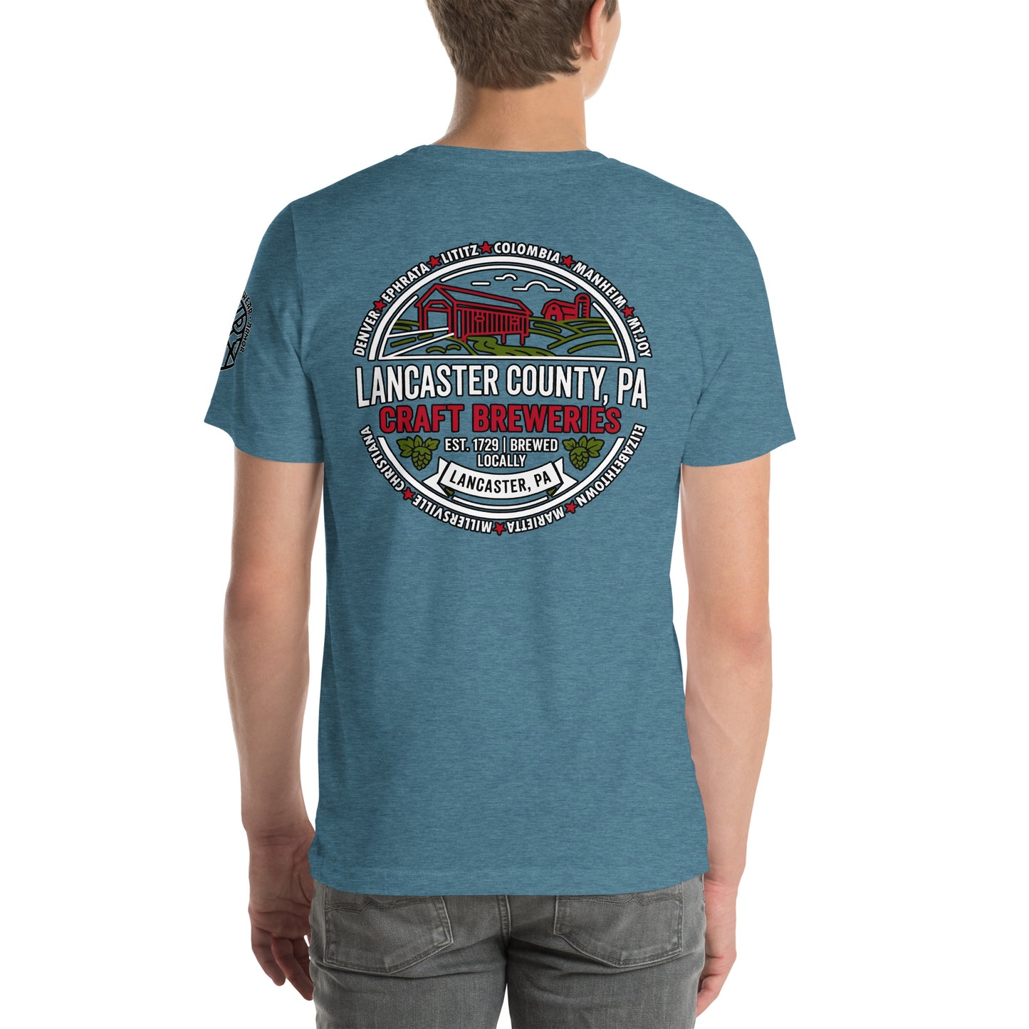 Lancaster County Craft Breweries Graphic T-Shirt Heather Deep Teal