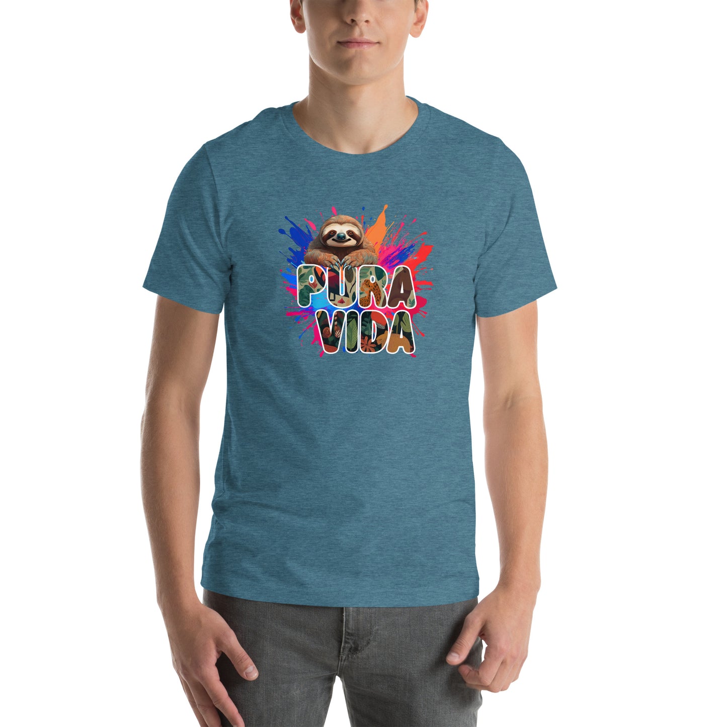 PuraVida Sloth Graphic T-Shirt Heather Deep Teal