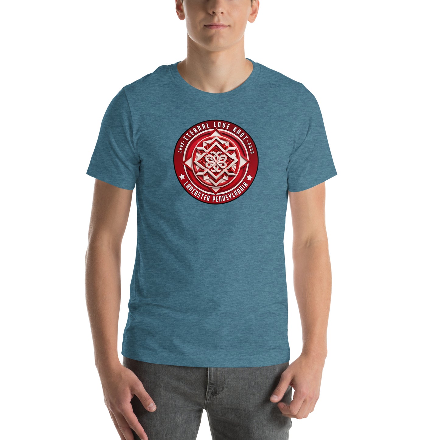 Eternal Love Knot Hex Graphic T-Shirt Heather Deep Teal Adults