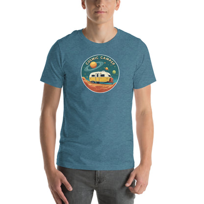 Cosmic Camper Retro Graphic T-Shirt Heather Deep Teal Adults