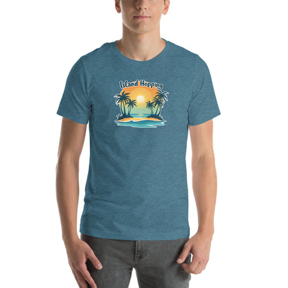 Island Vibes Retro Graphic T-Shirt Heather Deep Teal Adults