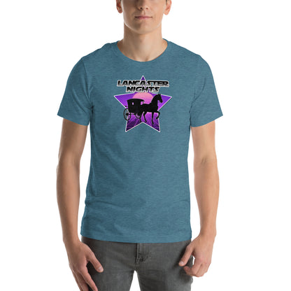 Retro Distressed Neon Lancaster Nights Graphic T-Shirt Heather Deep Teal