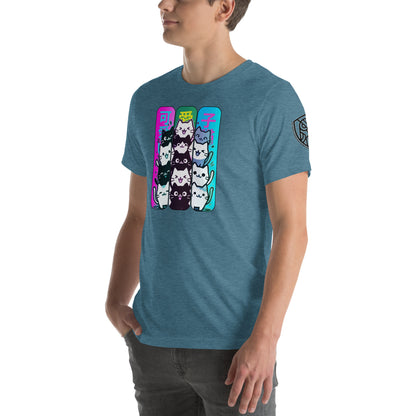 Kawaii Cat Stack Retro Japanese Graphic T-Shirt