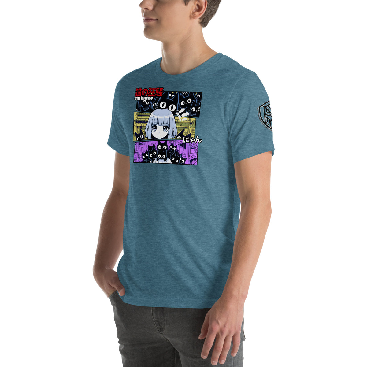 Cat Havoc Graphic T-Shirt Heather Deep Teal
