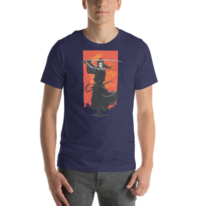 Enigma Warrior Otaku Streetwear Graphic T-Shirt Heather Midnight Navy Adults