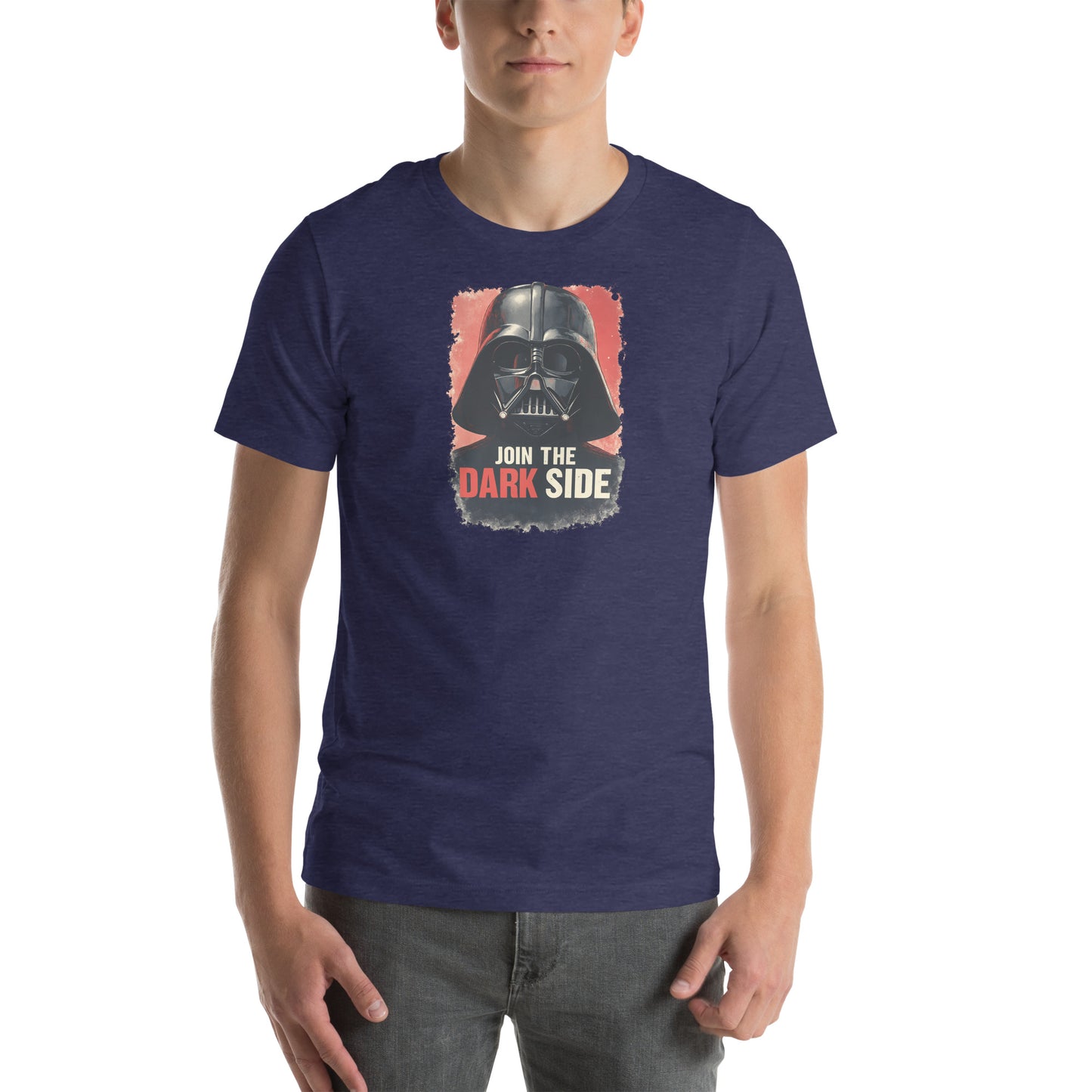 Dark Side Galactic Villain Graphic T-Shirt Heather Midnight Navy Adults
