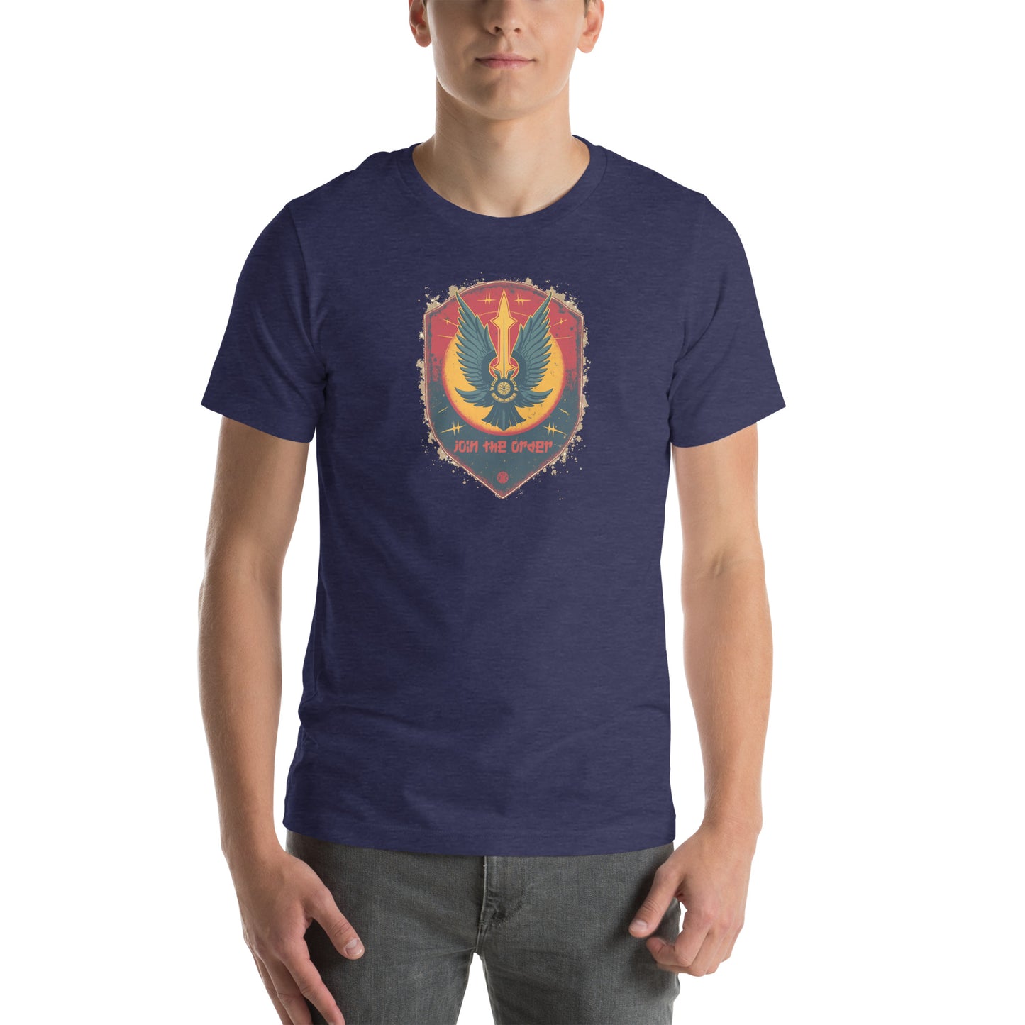 Join the Galactic Order Sci-Fi Graphic T-Shirt Heather Midnight Navy Adults