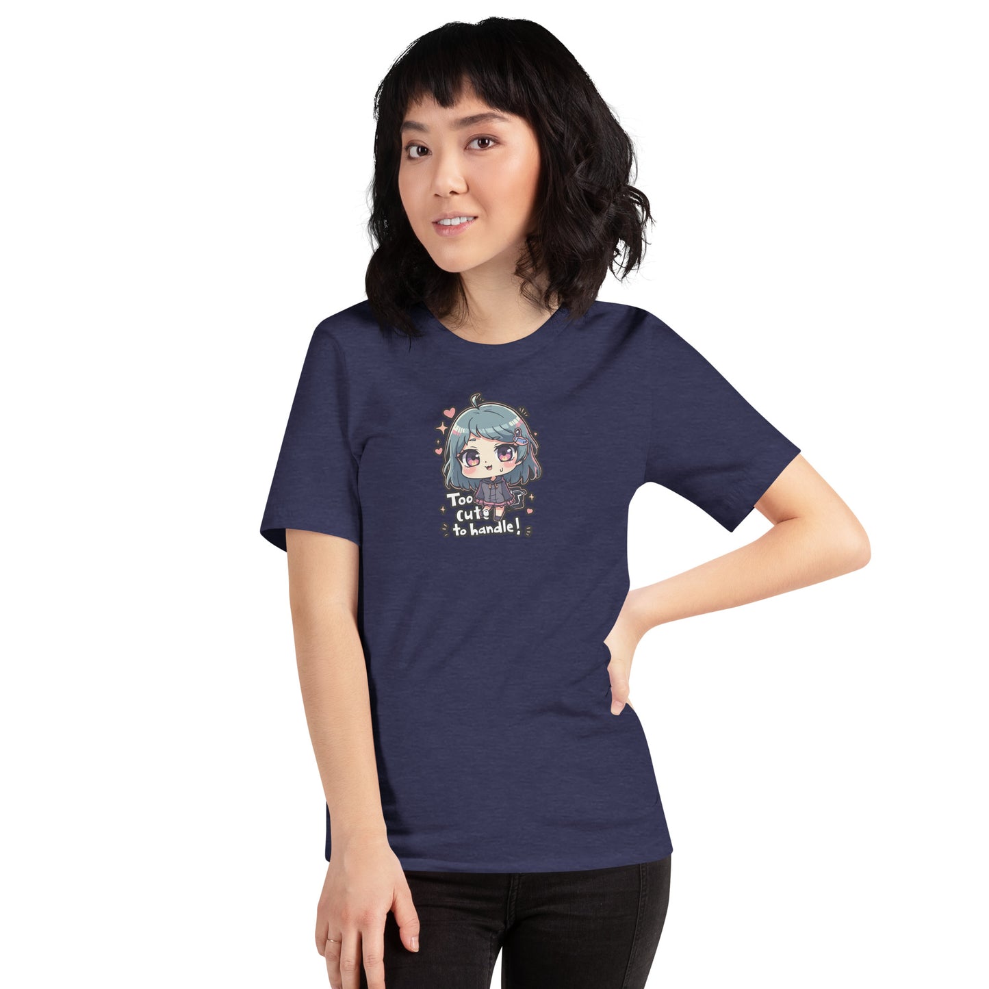Too Cute Otaku Graphic T-Shirt Heather Midnight Navy Adults