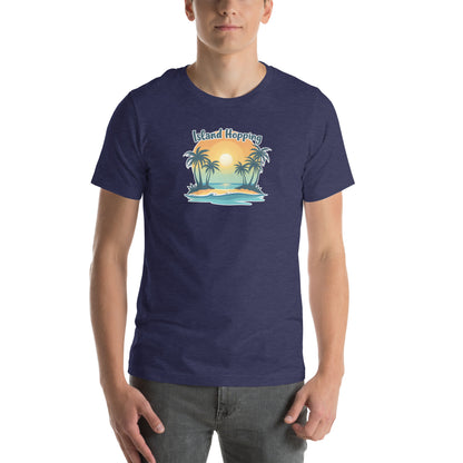 Island Vibes Retro Graphic T-Shirt Heather Midnight Navy Adults