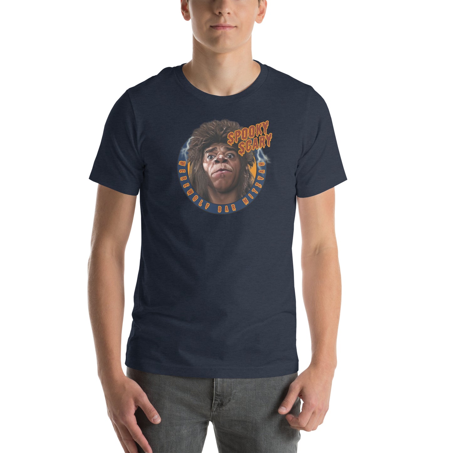 Werewolf Bar Mitzva Graphic T-Shirt Heather Navy Adults