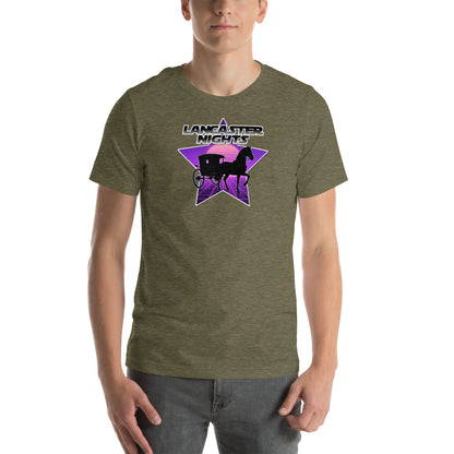 Retro Distressed Neon Lancaster Nights Graphic T-Shirt Heather Olive