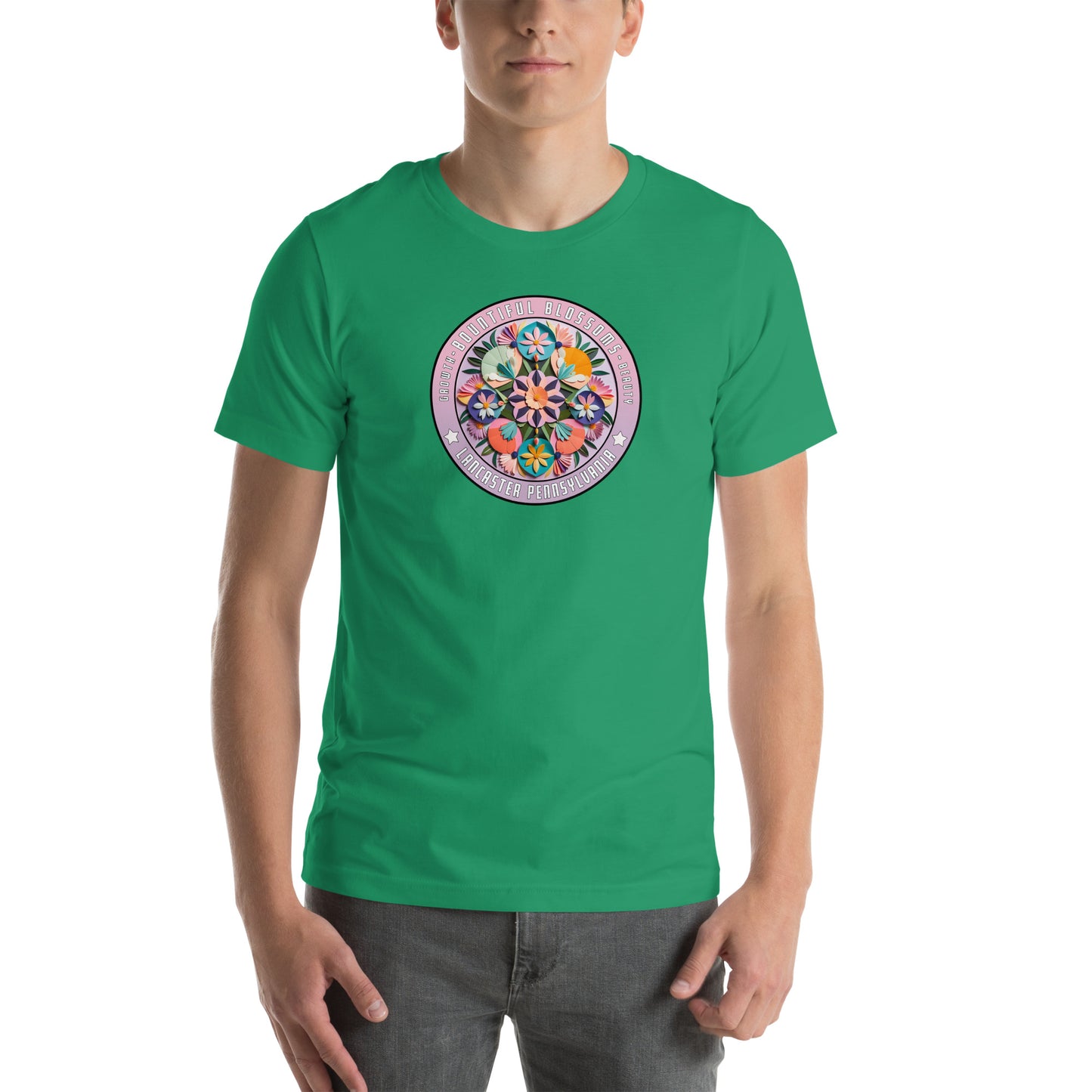Bountiful Blossoms Hex Graphic T-Shirt Kelly Adults