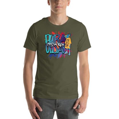 Pura Vida Street Graffiti Graphic T-Shirt Military Green