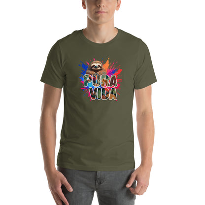 PuraVida Sloth Graphic T-Shirt Military Green
