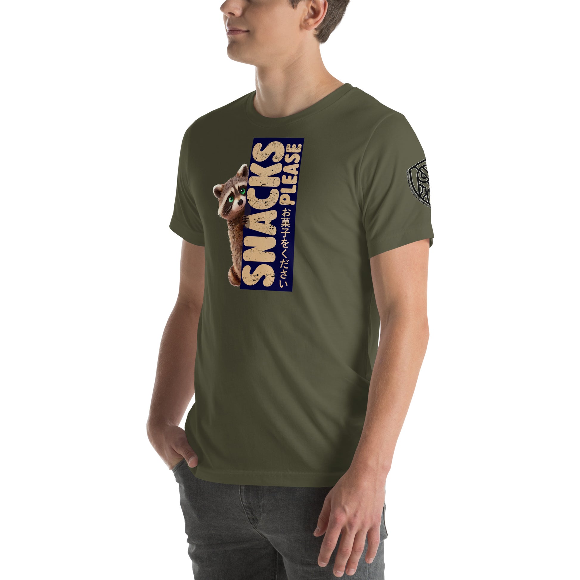 Snacks Please Raccoon Japanese Graphic T-Shirt