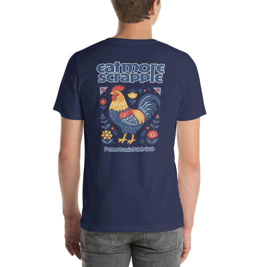 Eat More Scrapple Distressed Folk Art Graphic T-Shirt Navy