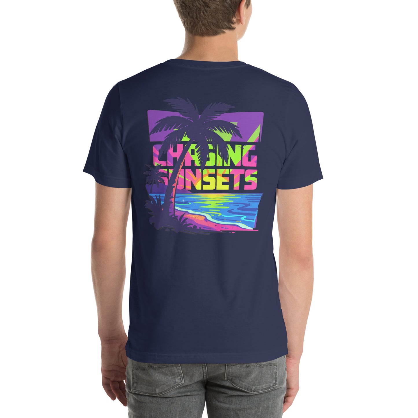 Chasing Sunsets Tropical Graphic T-Shirt Navy