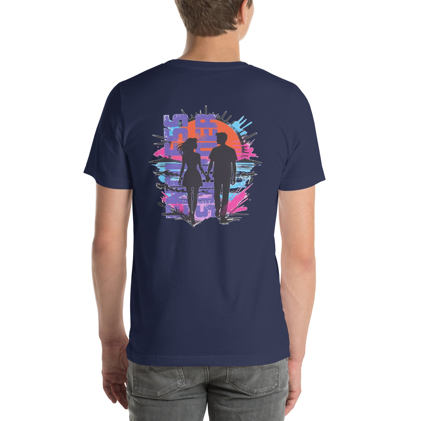 Endless Summer Couple Silhouette Graphic T-Shirt Navy