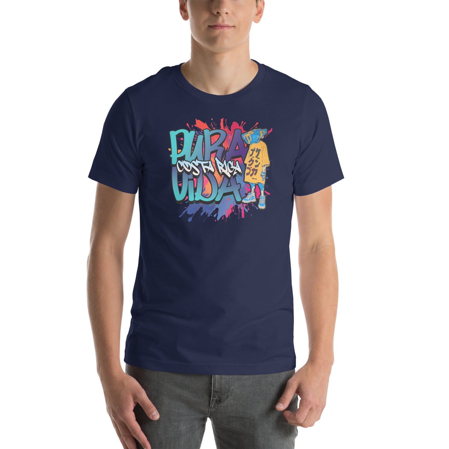 Pura Vida Street Graffiti Graphic T-Shirt Navy