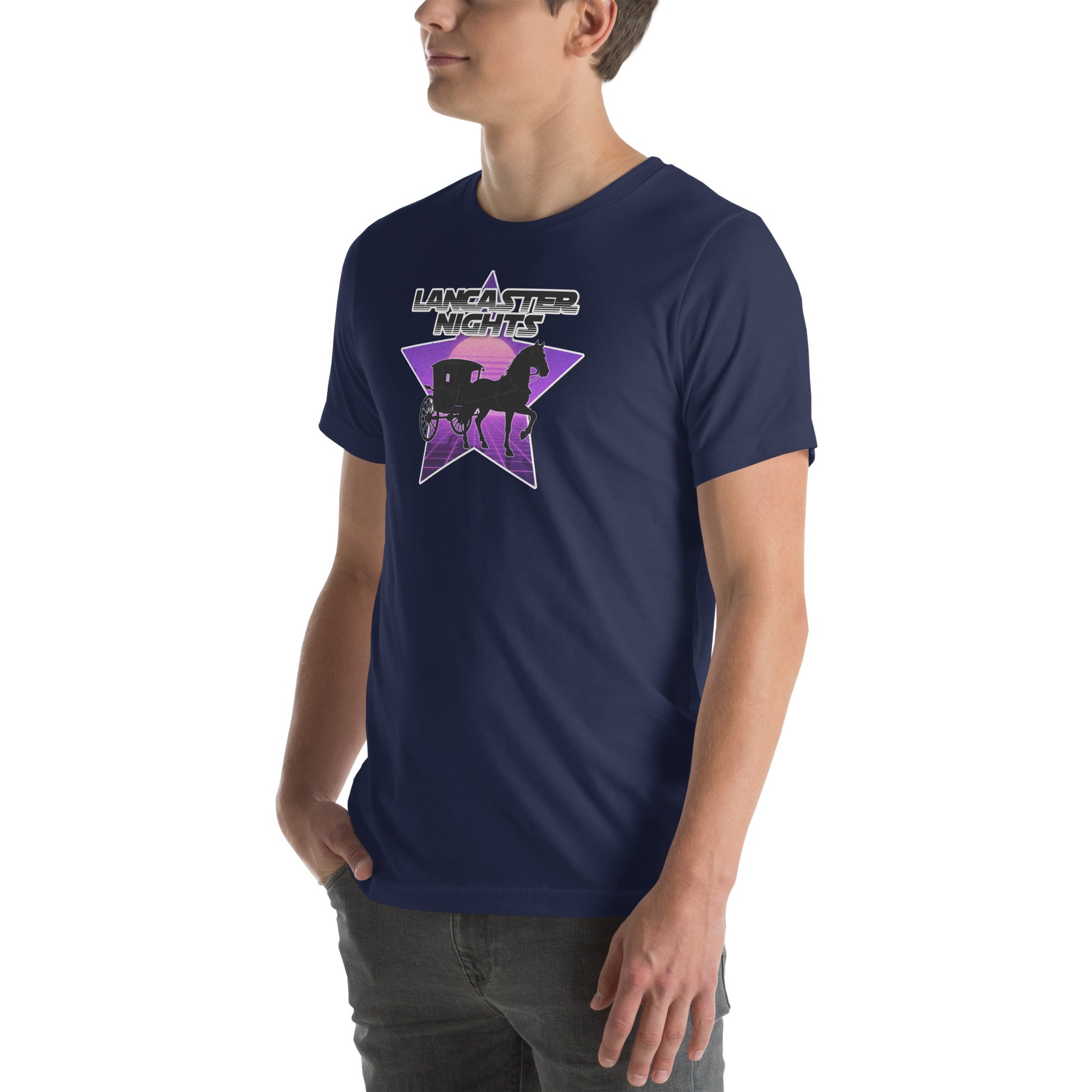 Retro Distressed Neon Lancaster Nights Graphic T-Shirt