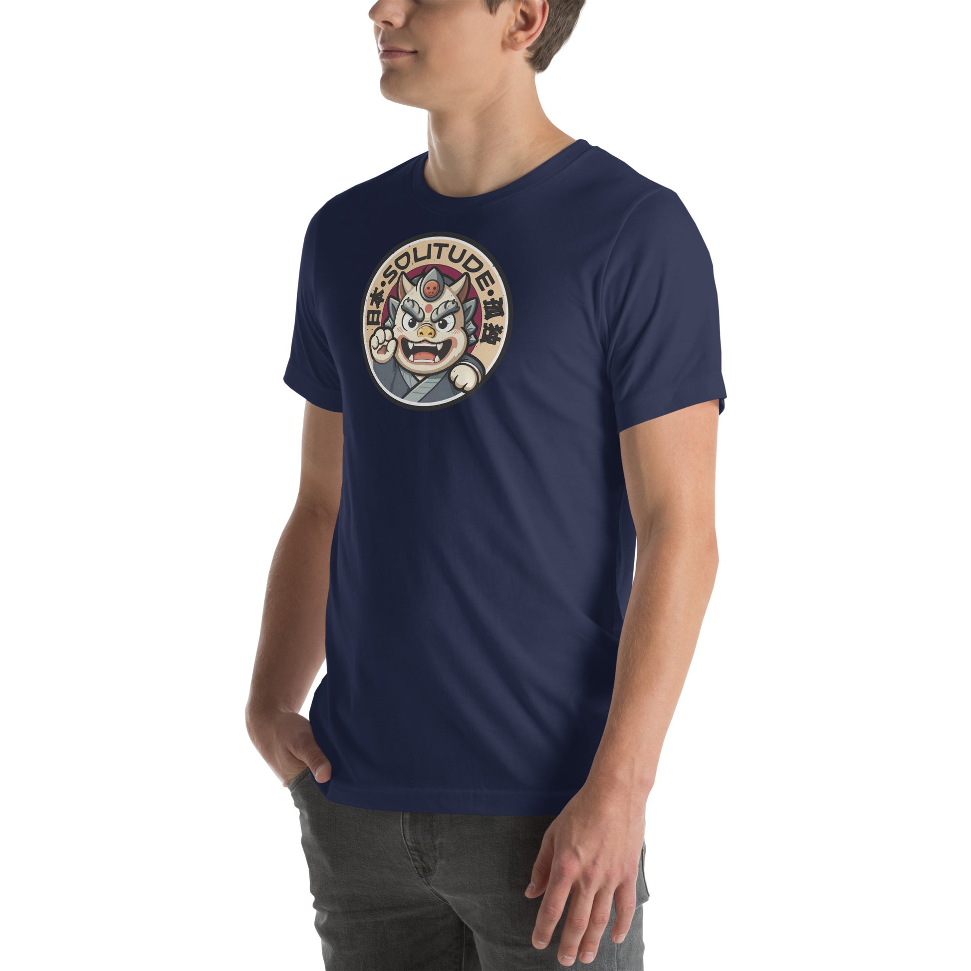 Solitude Retro Distressed Japanese Oni Graphic T-Shirt