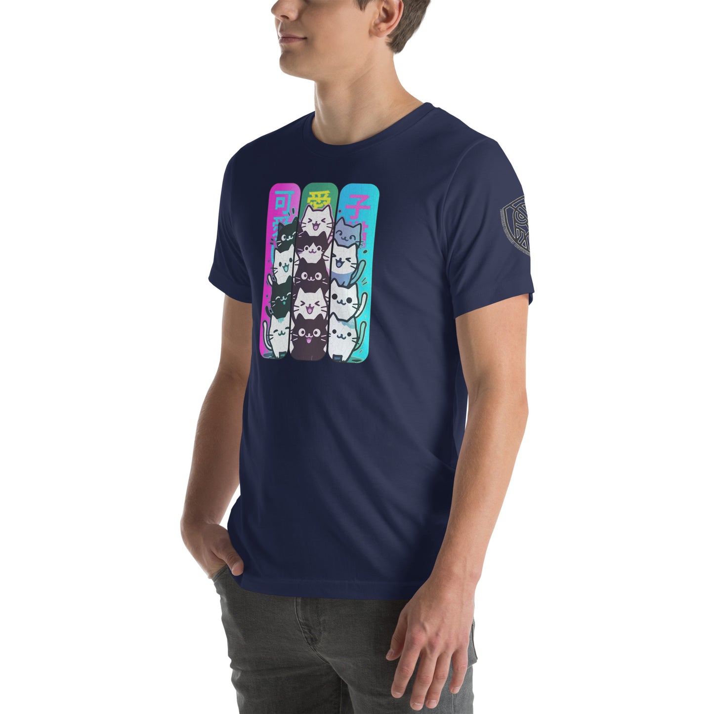 Kawaii Cat Stack Retro Japanese Graphic T-Shirt