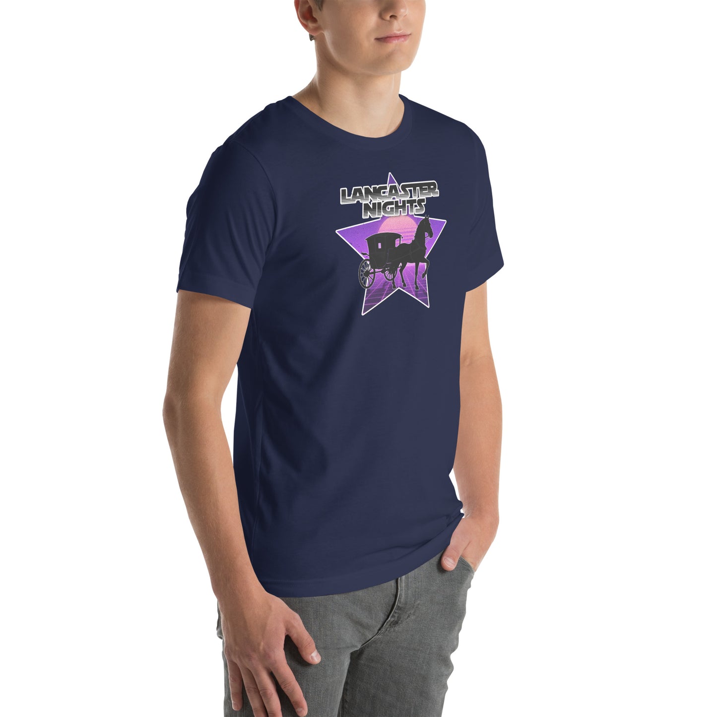 Retro Distressed Neon Lancaster Nights Graphic T-Shirt