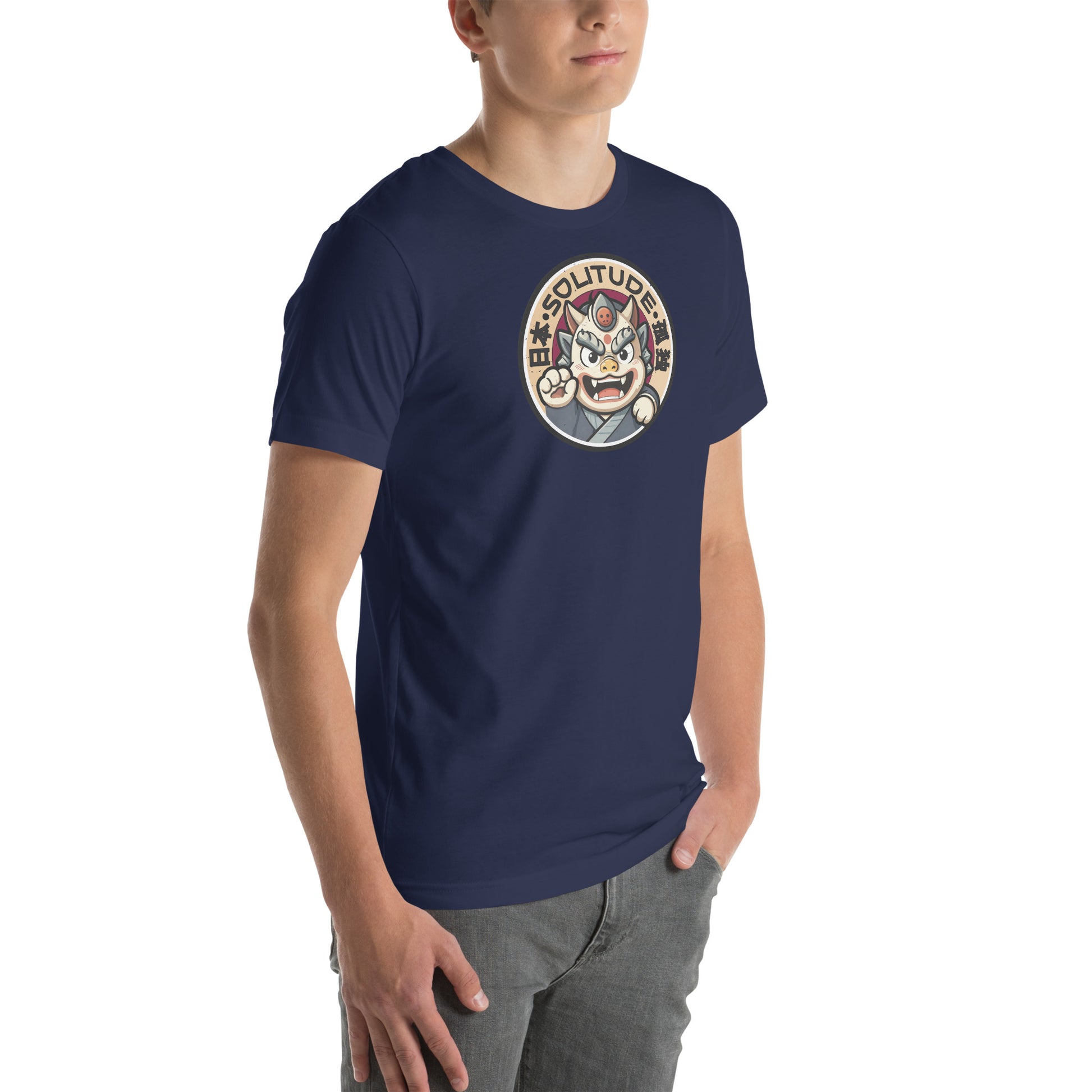 Solitude Retro Distressed Japanese Oni Graphic T-Shirt