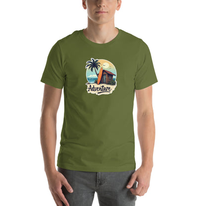 Coastal Vibes Retro Graphic T-Shirt Olive Adults