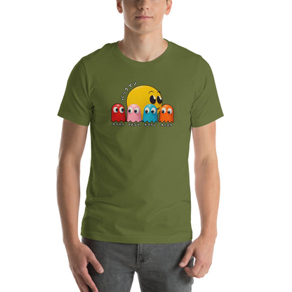 Retro Arcade Ghost Otaku Streetwear Graphic T-Shirt Olive Adults
