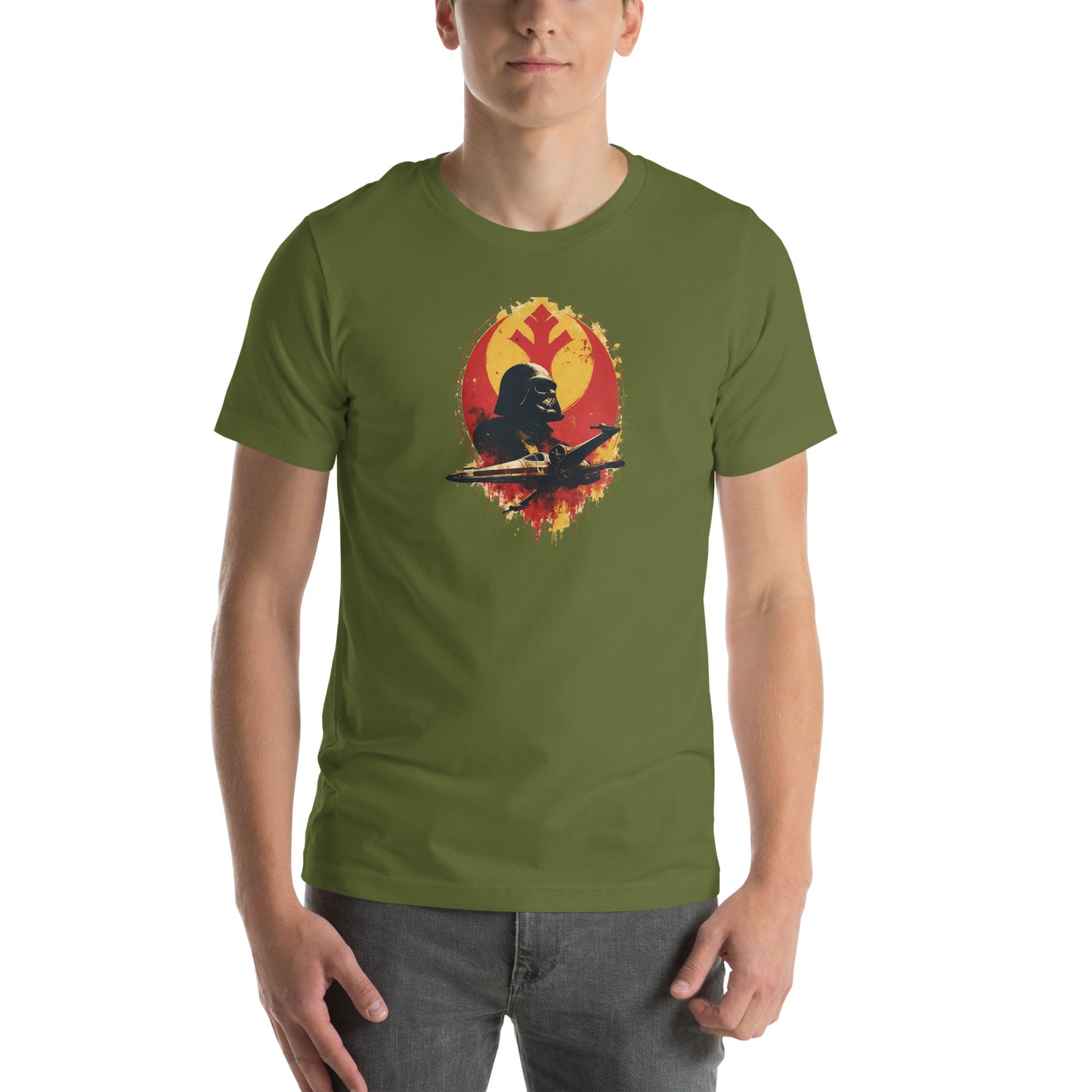Galactic Ascent Sci-fi Graphic T-Shirt Olive Adults