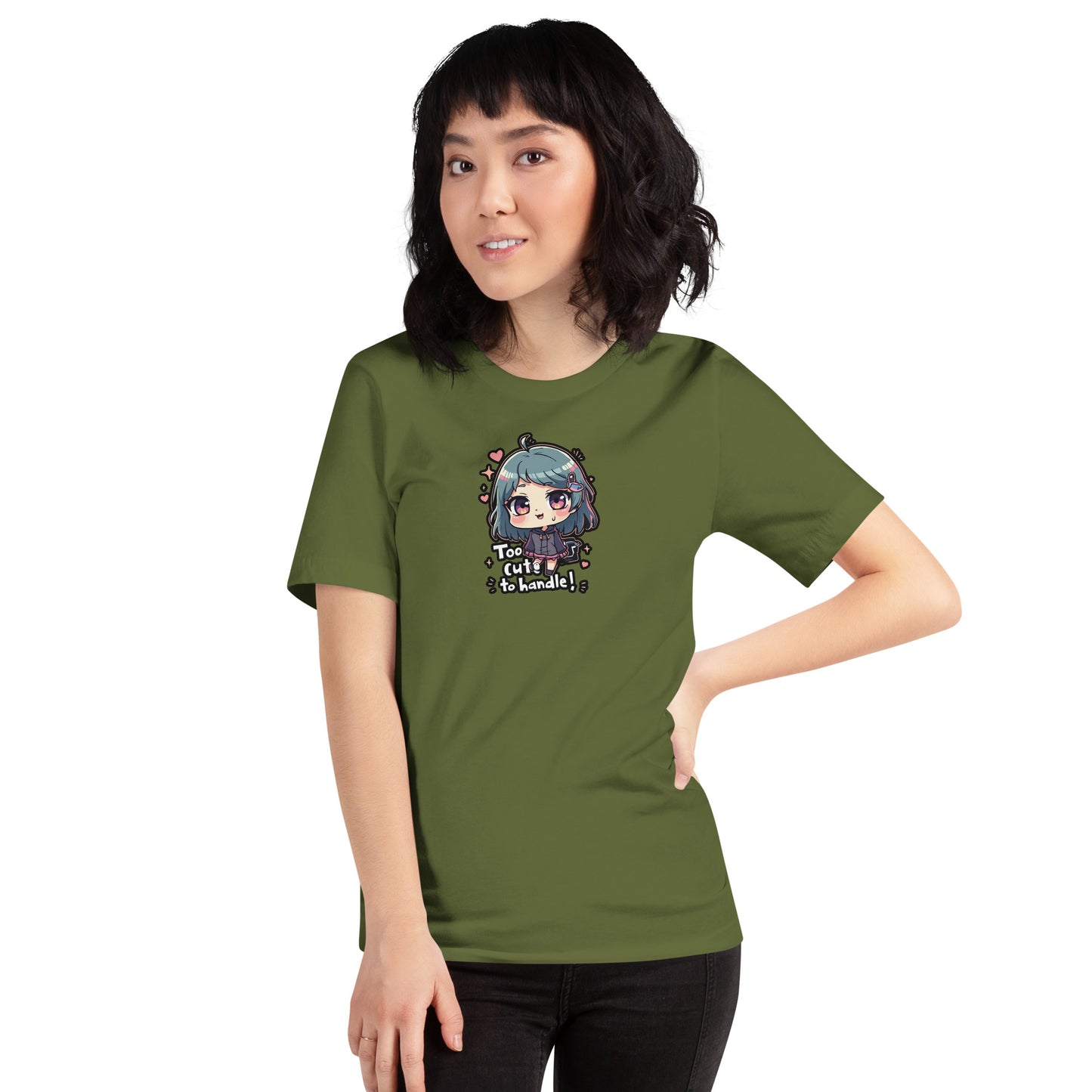 Too Cute Otaku Graphic T-Shirt Olive Adults