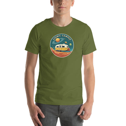 Cosmic Camper Retro Graphic T-Shirt Olive Adults