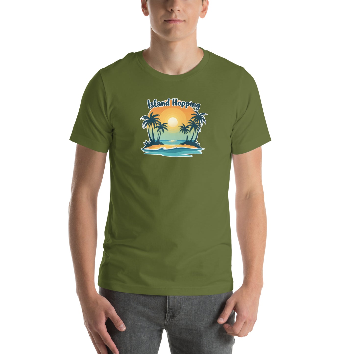 Island Vibes Retro Graphic T-Shirt Olive Adults