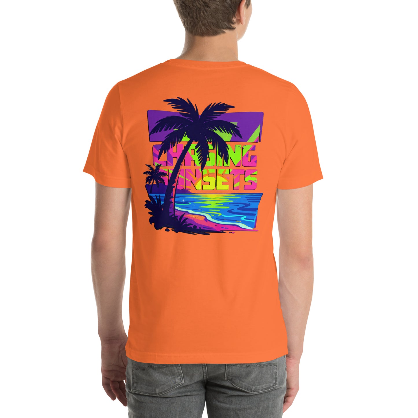 Chasing Sunsets Tropical Graphic T-Shirt Orange