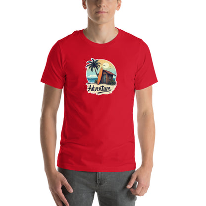 Coastal Vibes Retro Graphic T-Shirt Red Adults