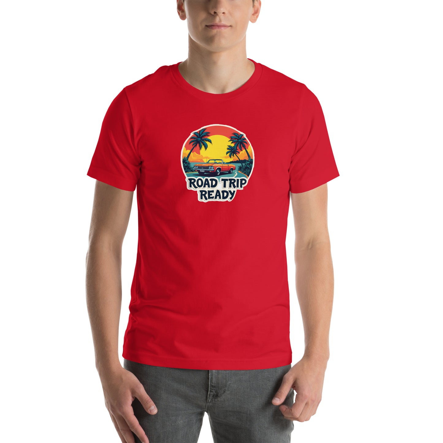 Chrome Dreams Road Trip Retro Graphic T-Shirt Red Adults