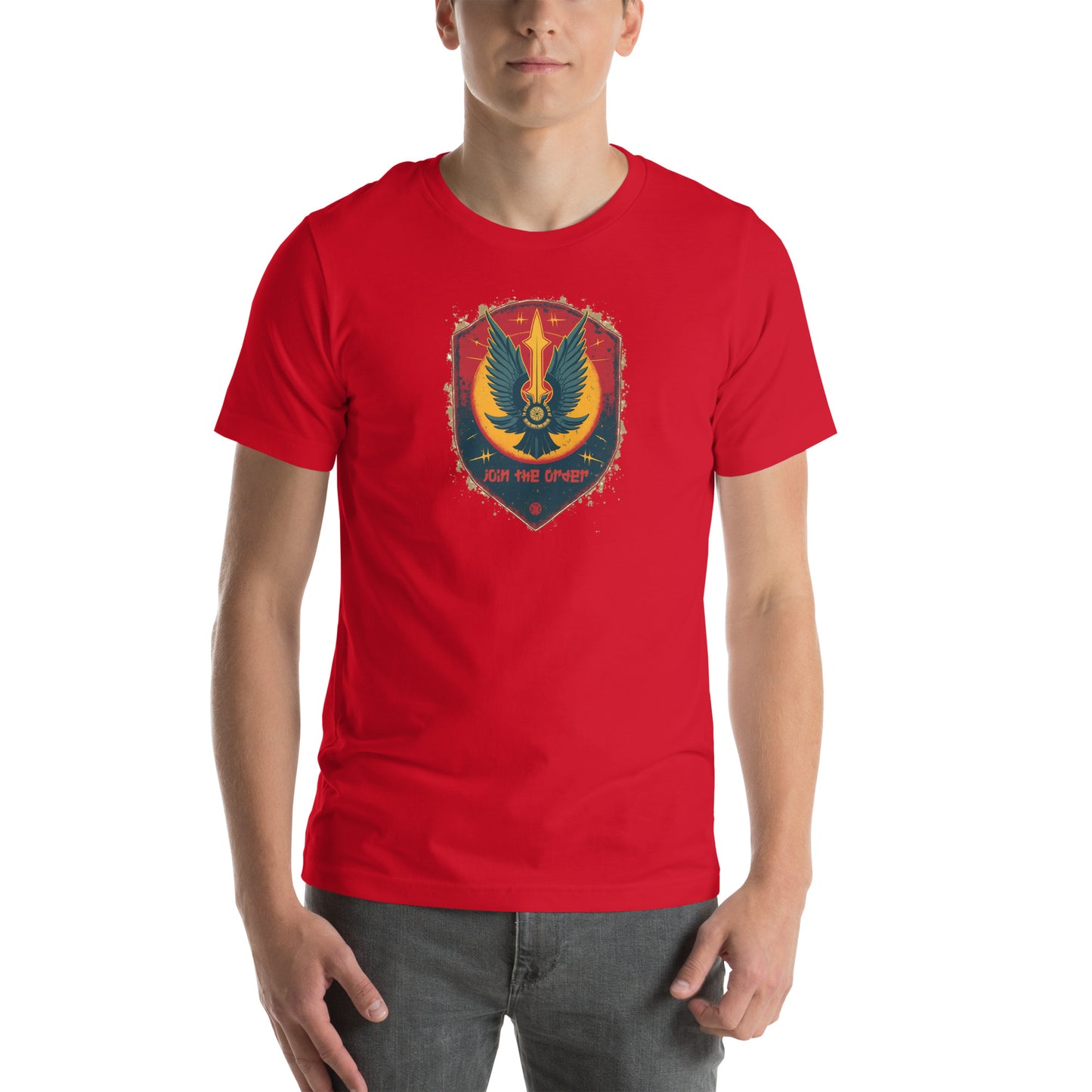 Join the Galactic Order Sci-Fi Graphic T-Shirt Red Adults