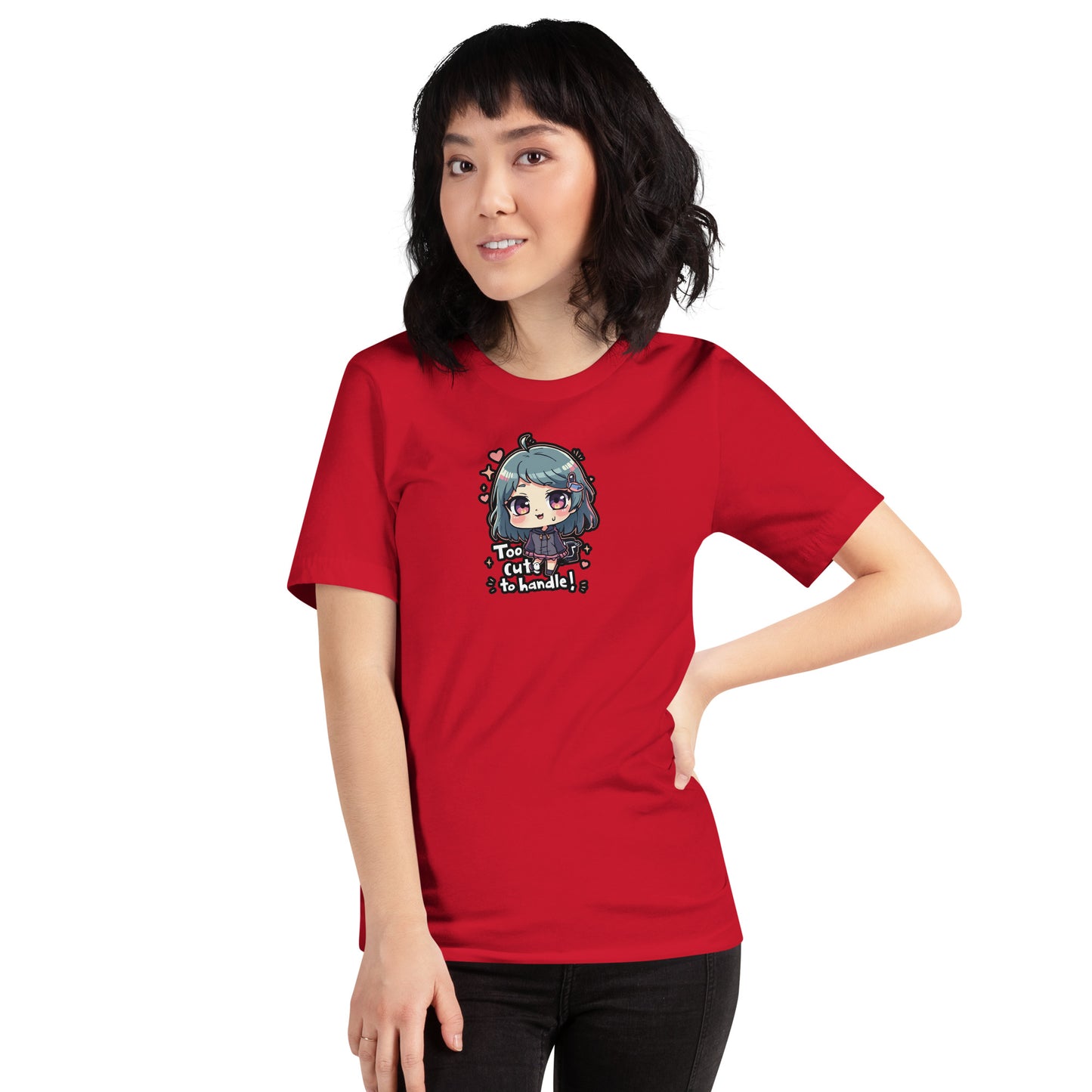 Too Cute Otaku Graphic T-Shirt Red Adults