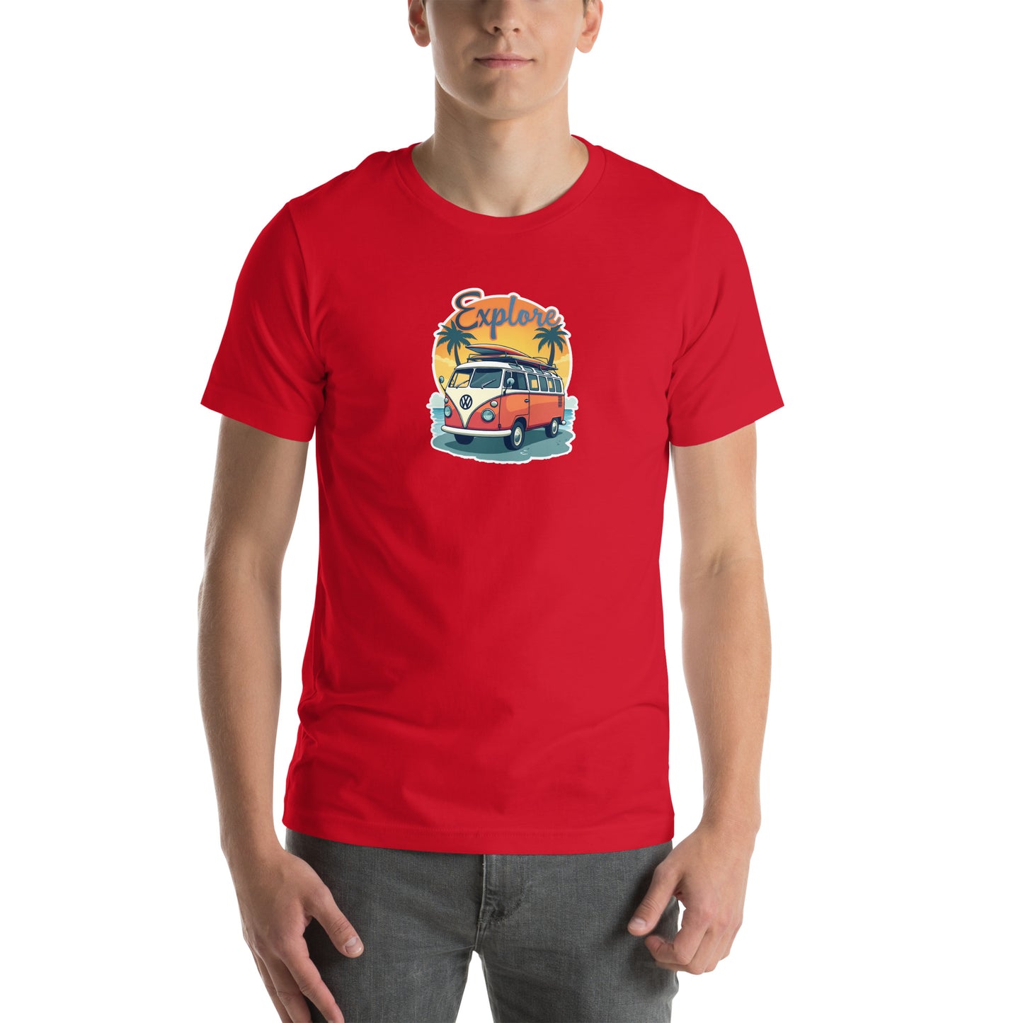 Wanderlust Retro Graphic T-Shirt Red Adults